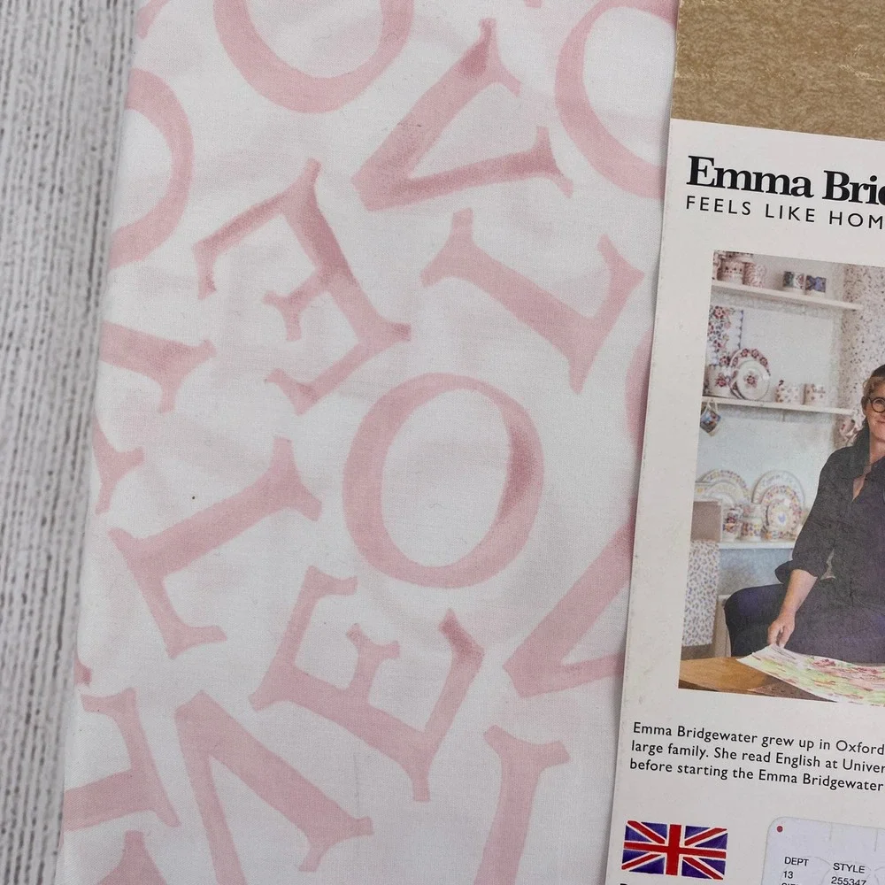 Emma Bridgewater Sheet Set QUEEN Love Pink 100% Cotton Percale Script Pastel